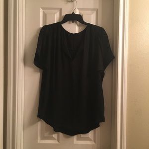 Cap sleeves split neck petite blouse